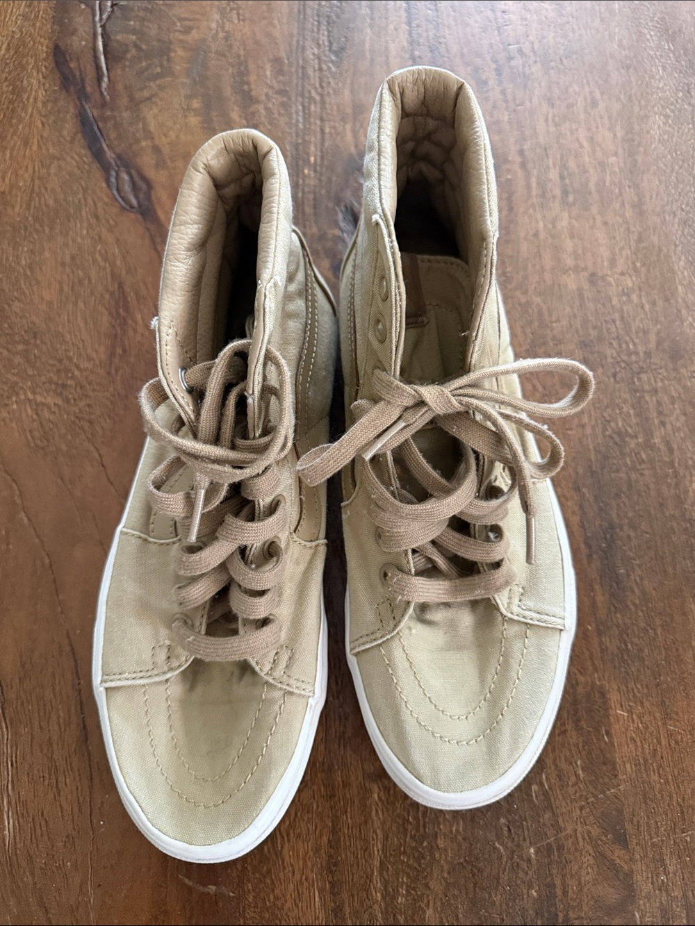 Vans High-Top Canvas Sneakers in Tan